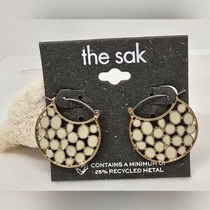 The Sak Gold and Cream Circle Earrings